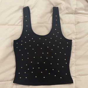 Black studded crop top